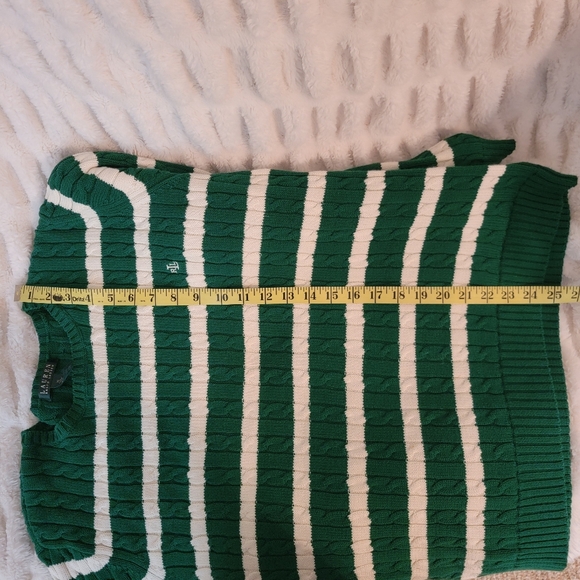 Lauren Ralph Lauren Forest Green and White Striped Sweater - Picture 6 of 6